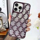 For iPhone 14 Pro Star Flower Electroplated TPU Phone Case with Gradient Glitter Paper(Purple) - 1