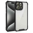 For iPhone 15 Pro Max Shockproof Acrylic Phone Case with Lens Glass Film(Black) - 1