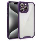 For iPhone 15 Pro Max Shockproof Acrylic Phone Case with Lens Glass Film(Purple) - 1