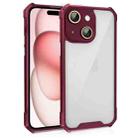 For iPhone 15 Plus Shockproof Acrylic Phone Case with Lens Glass Film(Wine Red) - 1