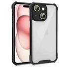 For iPhone 15 Shockproof Acrylic Phone Case with Lens Glass Film(Black) - 1