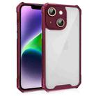 For iPhone 14 Plus Shockproof Acrylic Phone Case with Lens Glass Film(Wine Red) - 1