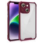 For iPhone 14 Shockproof Acrylic Phone Case with Lens Glass Film(Wine Red) - 1