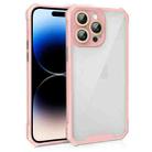 For iPhone 14 Pro Shockproof Acrylic Phone Case with Lens Glass Film(Pink) - 1