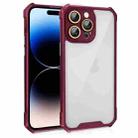 For iPhone 14 Pro Shockproof Acrylic Phone Case with Lens Glass Film(Wine Red) - 1