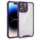 For iPhone 14 Pro Shockproof Acrylic Phone Case with Lens Glass Film(Purple) - 1