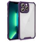 For iPhone 13 Pro Max Shockproof Acrylic Phone Case with Lens Glass Film(Purple) - 1