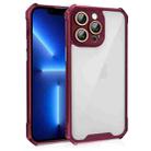 For iPhone 13 Pro Shockproof Acrylic Phone Case with Lens Glass Film(Wine Red) - 1