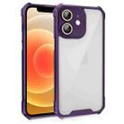 For iPhone 12 Shockproof Acrylic Phone Case with Lens Glass Film(Purple) - 1