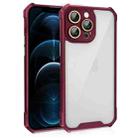 For iPhone 12 Pro Max Shockproof Acrylic Phone Case with Lens Glass Film(Wine Red) - 1