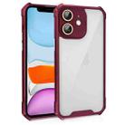 For iPhone 11 Shockproof Acrylic Phone Case with Lens Glass Film(Wine Red) - 1