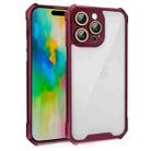 For iPhone 16 Pro Shockproof Acrylic Phone Case with Lens Glass Film(Wine Red) - 1