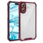 For iPhone 16 Plus Shockproof Acrylic Phone Case with Lens Glass Film(Wine Red) - 1