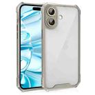 For iPhone 16 Plus Shockproof Acrylic Phone Case with Lens Glass Film(Grey) - 1