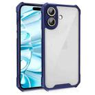 For iPhone 16 Shockproof Acrylic Phone Case with Lens Glass Film(Blue) - 1
