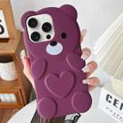 For iPhone 15 Pro Max Bear Shape Oil-sprayed TPU Phone Case(Dark Purple) - 1