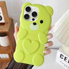 For iPhone 15 Pro Max Bear Shape Oil-sprayed TPU Phone Case(Green) - 1