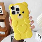 For iPhone 15 Pro Bear Shape Oil-sprayed TPU Phone Case(Yellow) - 1