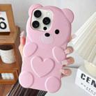 For iPhone 15 Pro Bear Shape Oil-sprayed TPU Phone Case(Pink) - 1