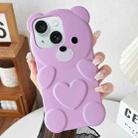 For iPhone 15 Bear Shape Oil-sprayed TPU Phone Case(Light Purple) - 1