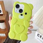 For iPhone 15 Bear Shape Oil-sprayed TPU Phone Case(Green) - 1