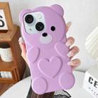 For iPhone 14 Bear Shape Oil-sprayed TPU Phone Case(Light Purple) - 1