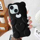 For iPhone 14 Bear Shape Oil-sprayed TPU Phone Case(Black) - 1