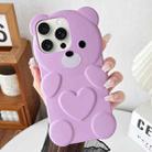 For iPhone 14 Pro Bear Shape Oil-sprayed TPU Phone Case(Light Purple) - 1