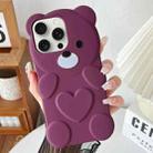 For iPhone 14 Pro Max Bear Shape Oil-sprayed TPU Phone Case(Dark Purple) - 1