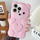 For iPhone 13 Pro Max Bear Shape Oil-sprayed TPU Phone Case(Pink) - 1