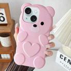 For iPhone 13 Bear Shape Oil-sprayed TPU Phone Case(Pink) - 1