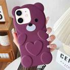 For iPhone 12 Bear Shape Oil-sprayed TPU Phone Case(Dark Purple) - 1