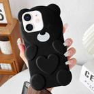 For iPhone 12 Bear Shape Oil-sprayed TPU Phone Case(Black) - 1