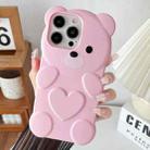 For iPhone 12 Pro Max Bear Shape Oil-sprayed TPU Phone Case(Pink) - 1