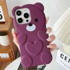 For iPhone 12 Pro Bear Shape Oil-sprayed TPU Phone Case(Dark Purple) - 1