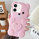 For iPhone 11 Bear Shape Oil-sprayed TPU Phone Case(Pink) - 1