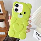 For iPhone 11 Bear Shape Oil-sprayed TPU Phone Case(Green) - 1
