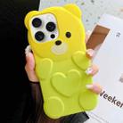 For iPhone 15 Pro Max Bear Shape Oil-sprayed Gradient TPU Phone Case(Yellow Green) - 1
