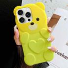 For iPhone 15 Pro Bear Shape Oil-sprayed Gradient TPU Phone Case(Yellow Green) - 1