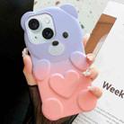 For iPhone 14 Bear Shape Oil-sprayed Gradient TPU Phone Case(Purple Pink) - 1