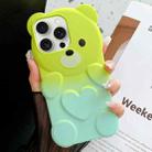 For iPhone 13 Pro Bear Shape Oil-sprayed Gradient TPU Phone Case(Green Cyan-blue) - 1