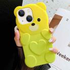 For iPhone 13 Bear Shape Oil-sprayed Gradient TPU Phone Case(Yellow Green) - 1