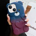 For iPhone 13 Bear Shape Oil-sprayed Gradient TPU Phone Case(Blue Purple) - 1