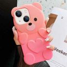 For iPhone 13 Bear Shape Oil-sprayed Gradient TPU Phone Case(Pink Rose Red) - 1