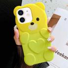 For iPhone 12 Bear Shape Oil-sprayed Gradient TPU Phone Case(Yellow Green) - 1