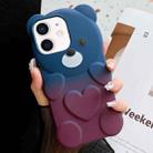 For iPhone 12 Bear Shape Oil-sprayed Gradient TPU Phone Case(Blue Purple) - 1