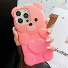 For iPhone 12 Pro Max Bear Shape Oil-sprayed Gradient TPU Phone Case(Pink Rose Red) - 1