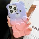 For iPhone 12 Pro Bear Shape Oil-sprayed Gradient TPU Phone Case(Purple Pink) - 1