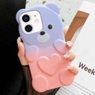 For iPhone 11 Bear Shape Oil-sprayed Gradient TPU Phone Case(Purple Pink) - 1