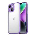 For iPhone 14 Plus Macaron PC Phone Pure Border Frame with Lens Glass Film(Purple) - 1